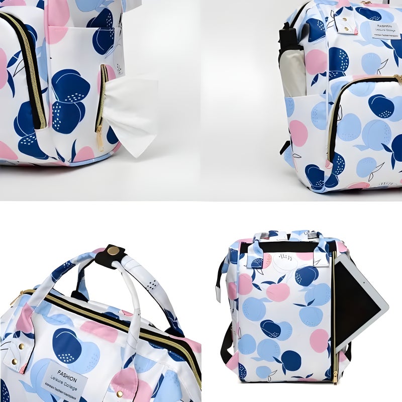 DREAM DOODLE Diaper Bag Backpack - Large Capacity, 13 Pockets, Waterproof, Floral Prints, Multi-functional Travel Nappy Bag for Baby Essentials, Stroller Straps, Insulated Bottle Holders, (White) - Image 2